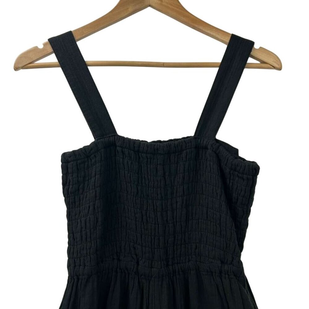 Quince Women's Small 100% Organic Cotton Gauze Smocked Wide Leg Jumpsuit Black - Picture 16 of 16